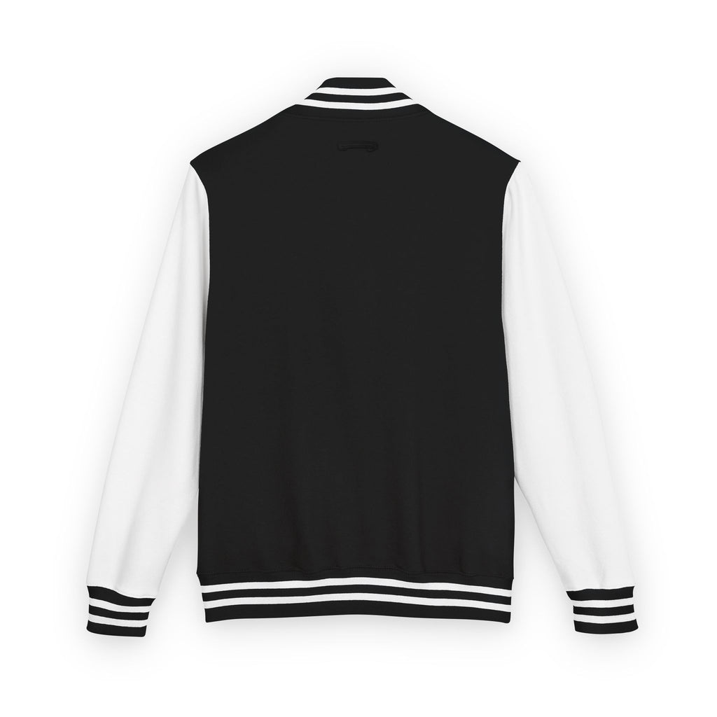 Letterman Jacket - Minimal Black & White Varsity Jacket with Geometric Crest