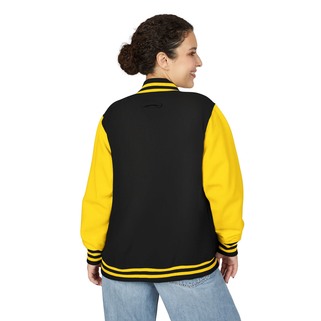 Letterman Jacket - Minimal Black & White Varsity Jacket with Geometric Crest