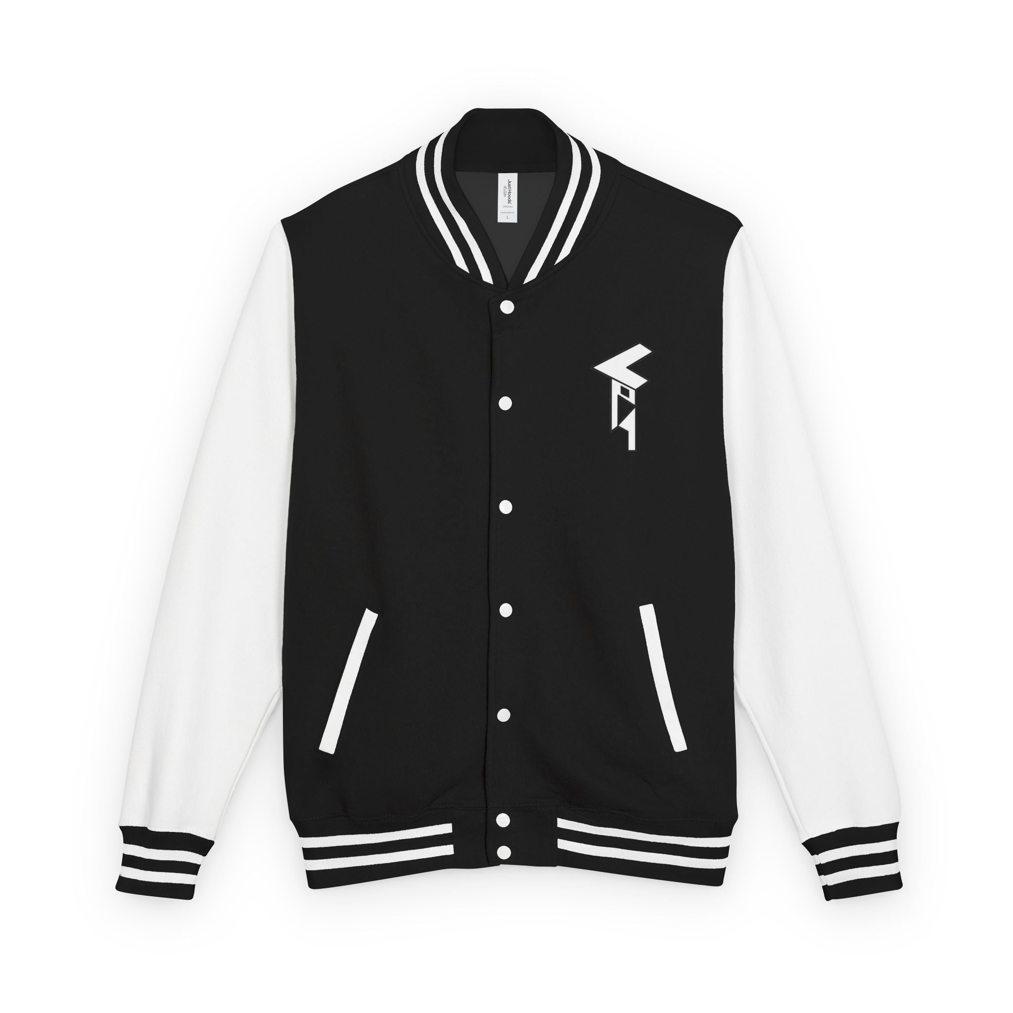 Letterman Jacket - Minimal Black & White Varsity Jacket with Geometric Crest