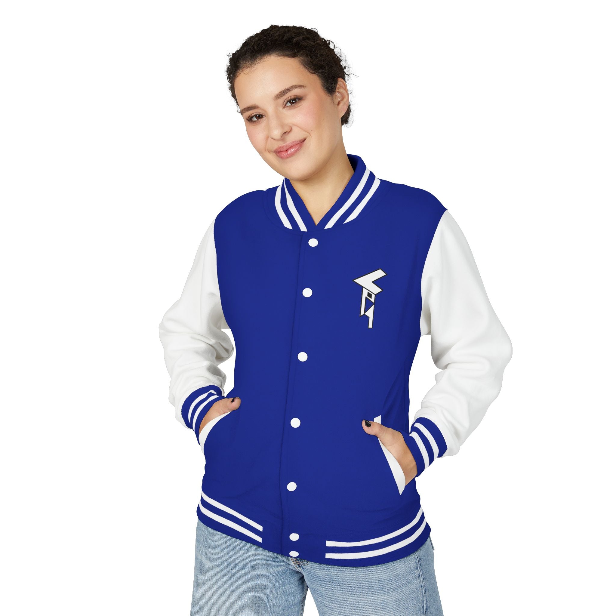 Letterman Jacket - Minimal Black & White Varsity Jacket with Geometric Crest