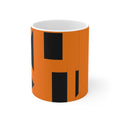 Halloween Striped Pumpkin Ceramic Mug – Orange & Black Spooky Coffee Cup