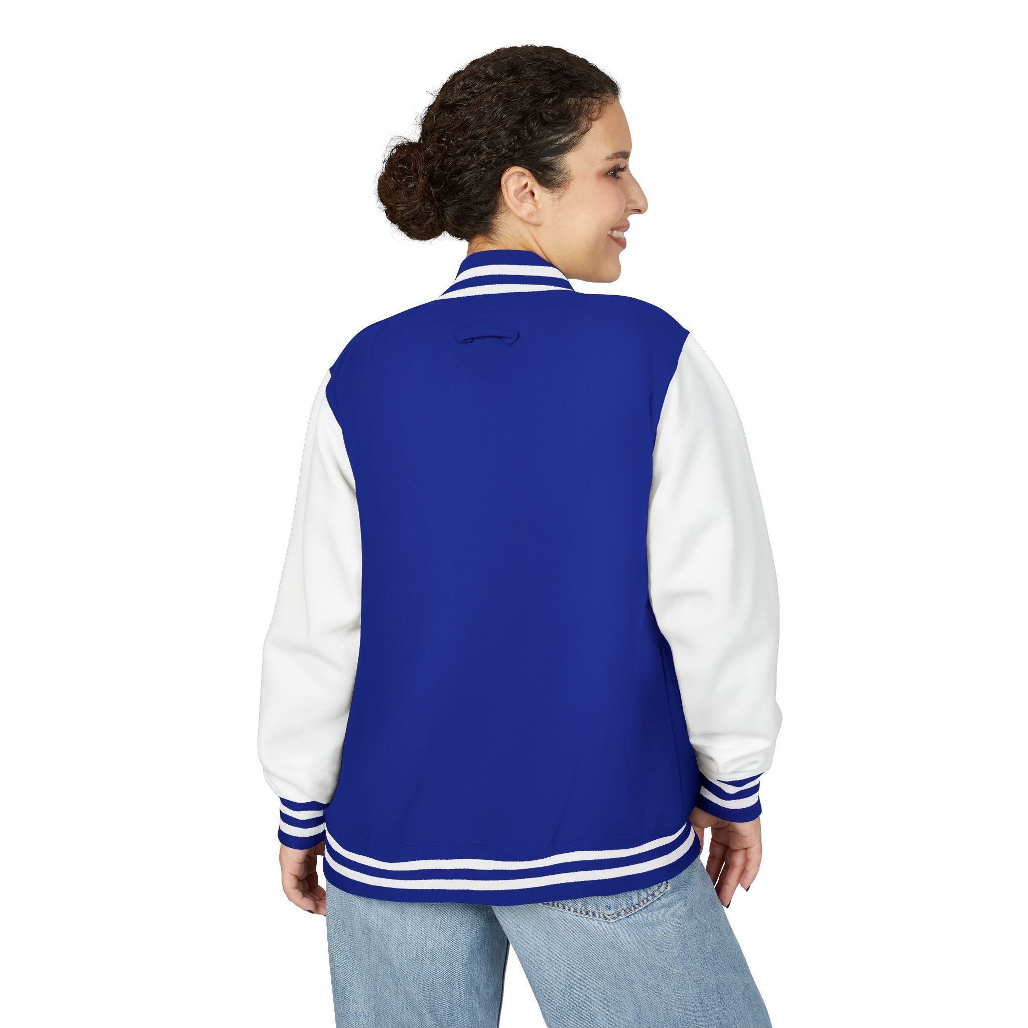 Letterman Jacket - Minimal Black & White Varsity Jacket with Geometric Crest