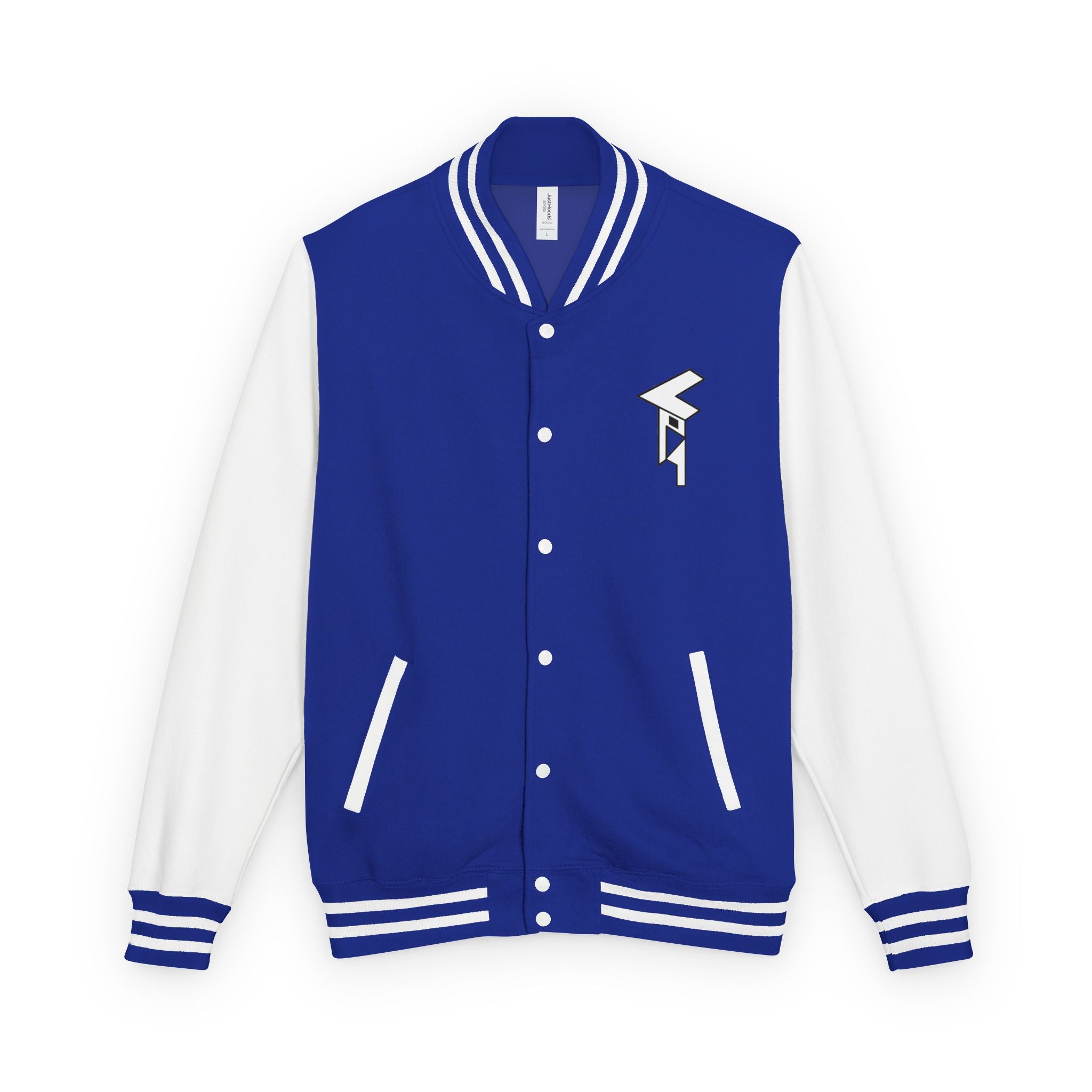 Letterman Jacket - Minimal Black & White Varsity Jacket with Geometric Crest