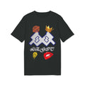 Graphic T‑Shirt — Pixel Crown Logo with 'Legend' Script & Icon Collage