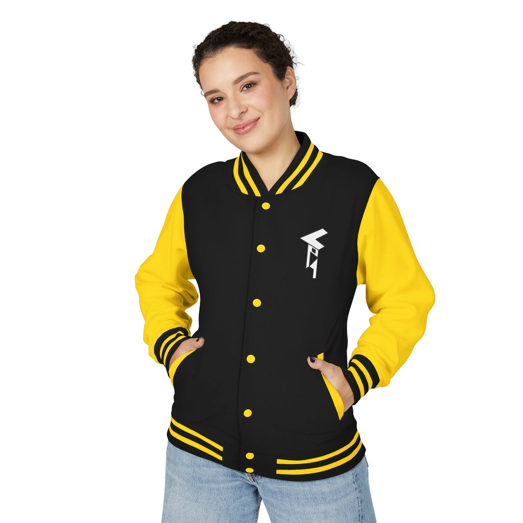 Letterman Jacket - Minimal Black & White Varsity Jacket with Geometric Crest