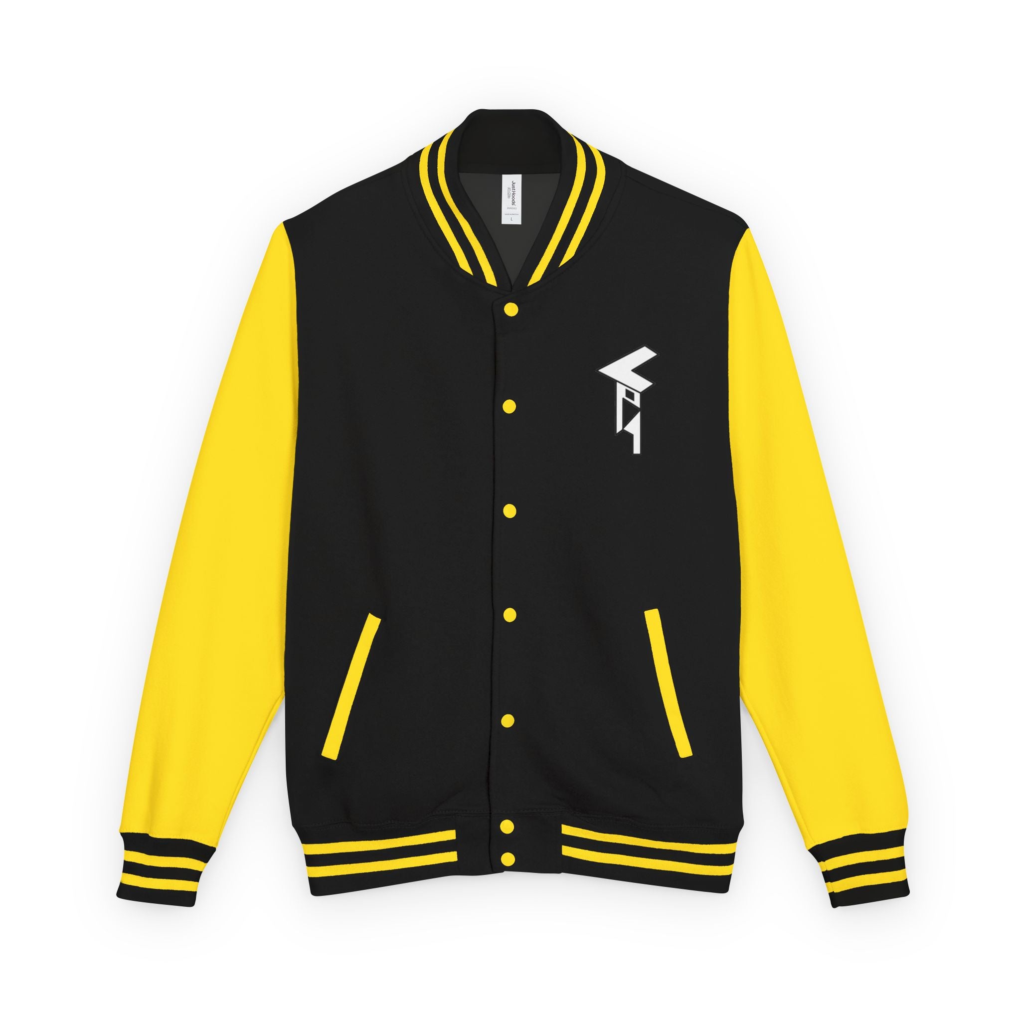 Letterman Jacket - Minimal Black & White Varsity Jacket with Geometric Crest