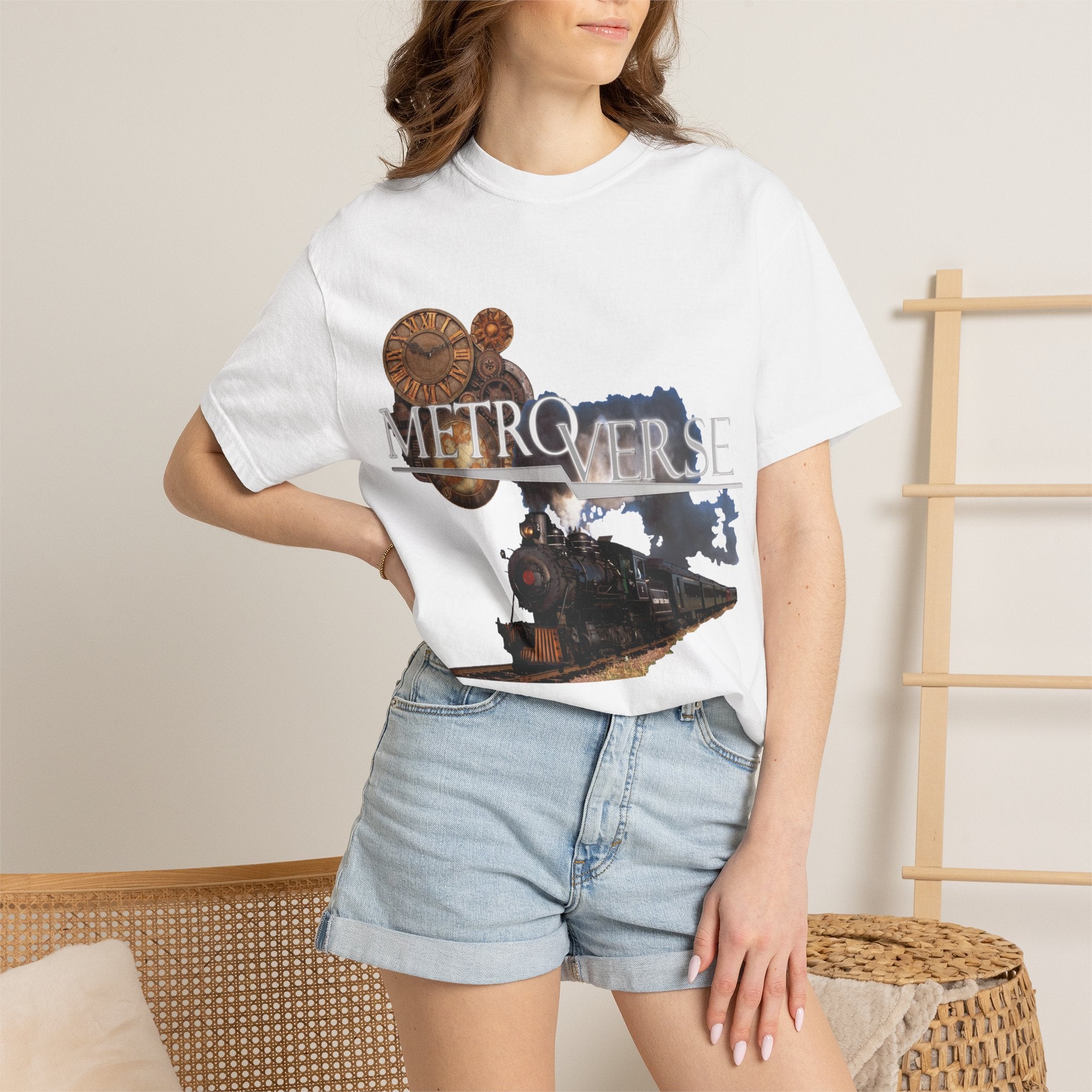 Metroverse Steam Train T-Shirt — Vintage Locomotive Graphic Tee